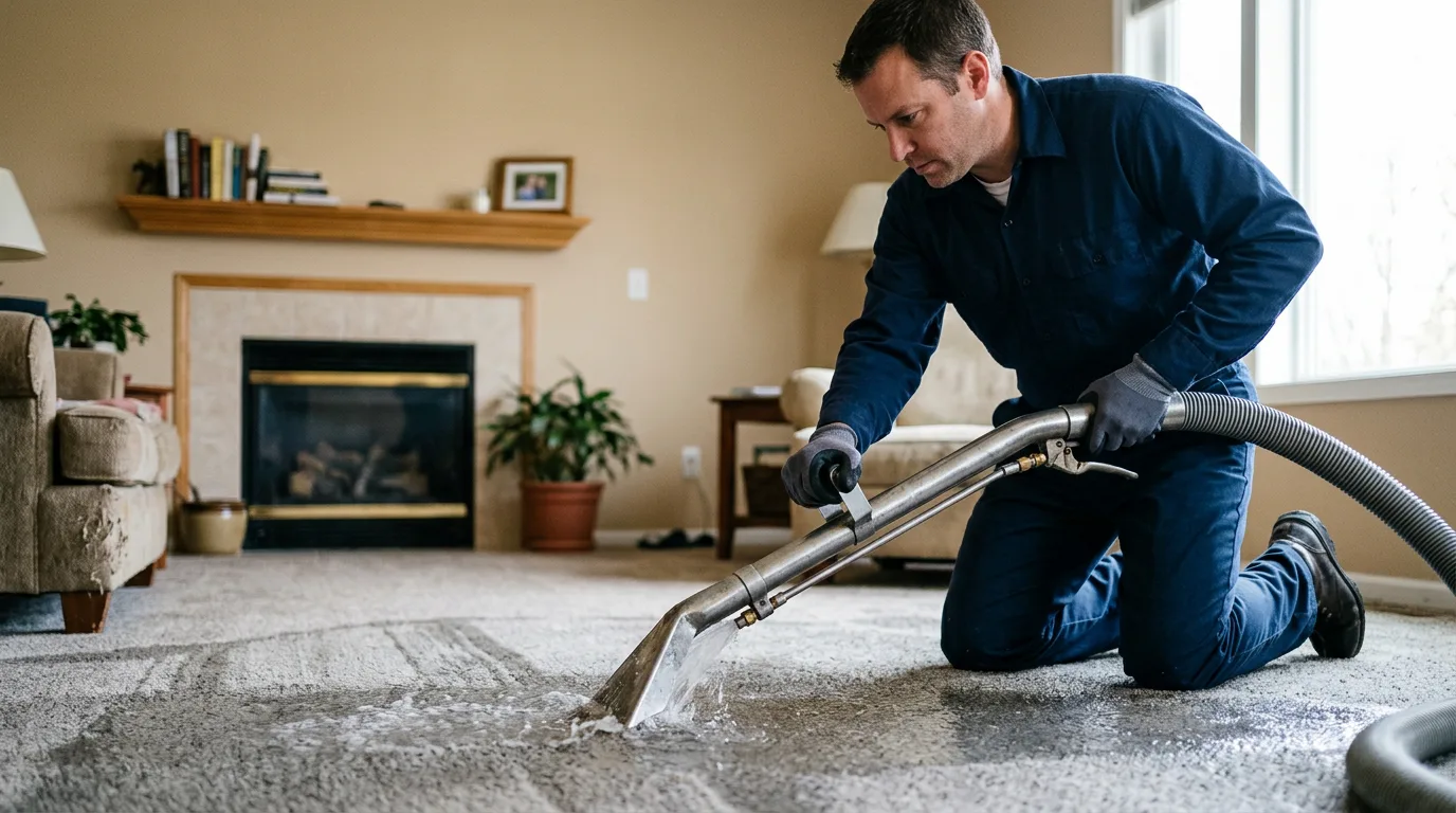 Water damage restoration technician working near Laverne, OK